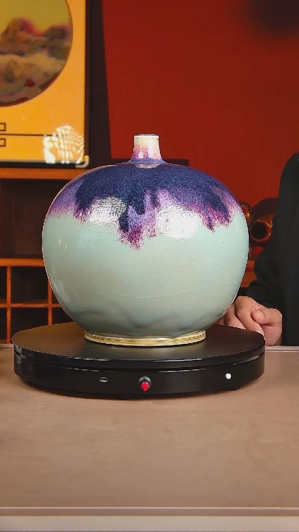 瓷片宋代五大官窑钧瓷作品煤烧天球瓶