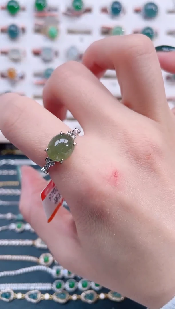 银S925镶嵌戒指翡翠天然翡翠