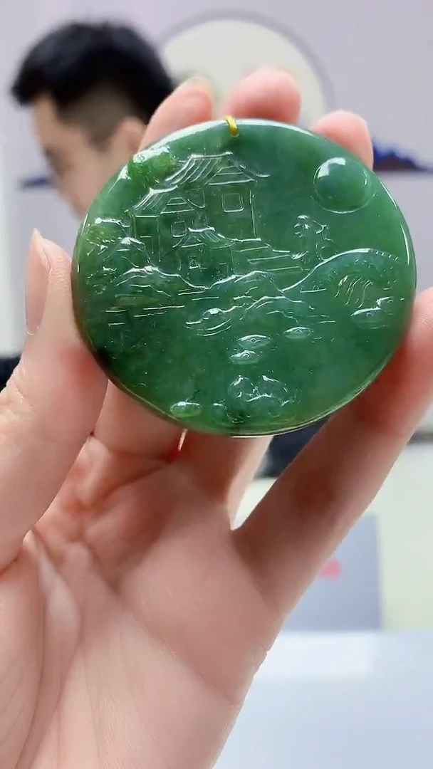 【闪购商品】定制翡翠未镶嵌5153zm-毛货挂件92山水