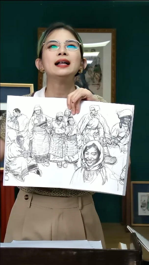 版画《拉萨街头》线稿
