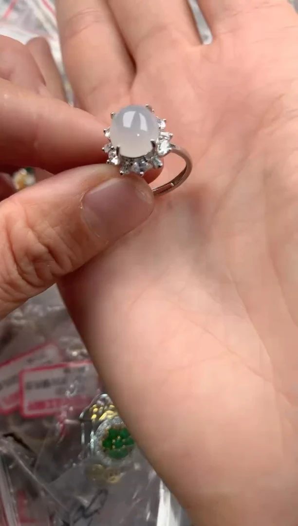 银S925镶嵌戒指翡翠999----9