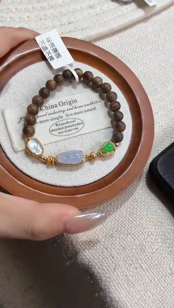 吊坠(不含链)银S925镶嵌翡翠手串