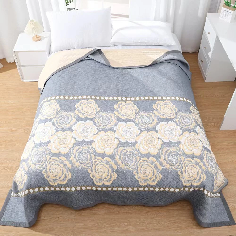 纱布盖毯天丝四季毯--香氛玫瑰230*250