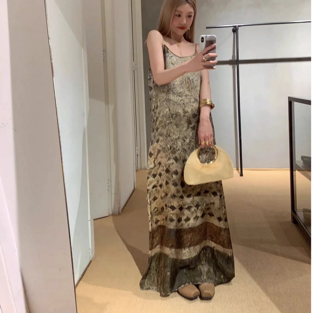 南油高奢UMA庞贝吊带裙气质长裙显瘦时尚夏季复古法式设计感