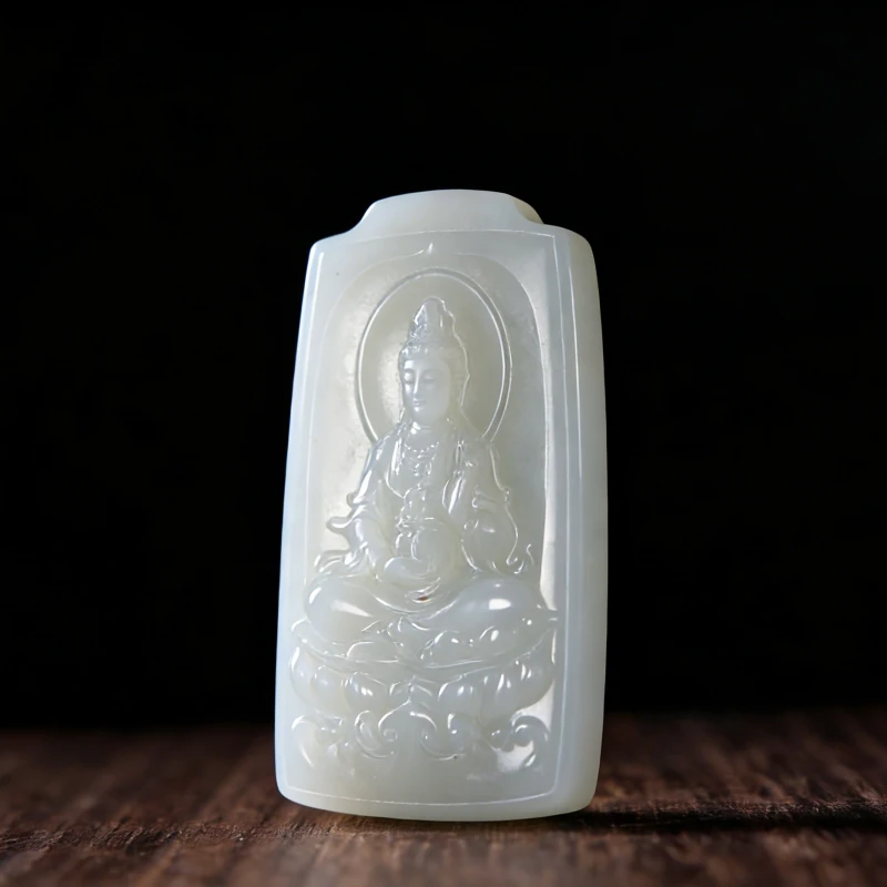 lot66 和田玉白玉观音玉牌/QG51222-184367 保利山东