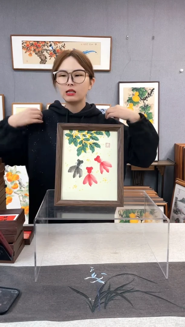 【闪购商品】国画10寸-23*29摆台书法作品-桂花