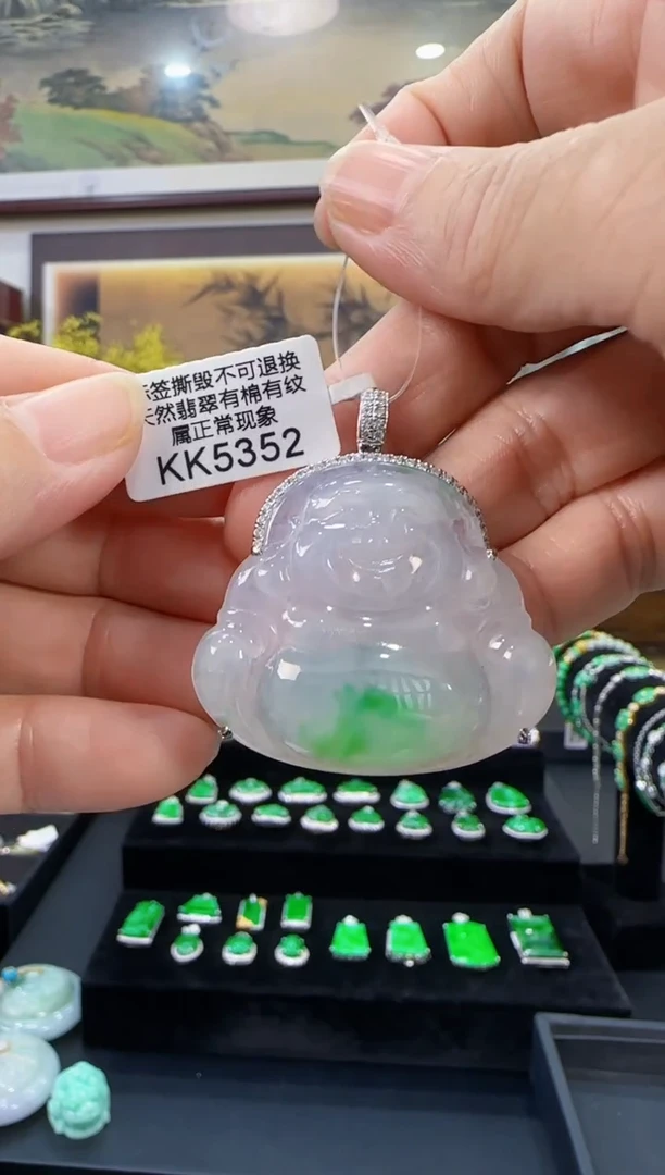 颈饰18K金镶嵌翡翠KK5352佛公