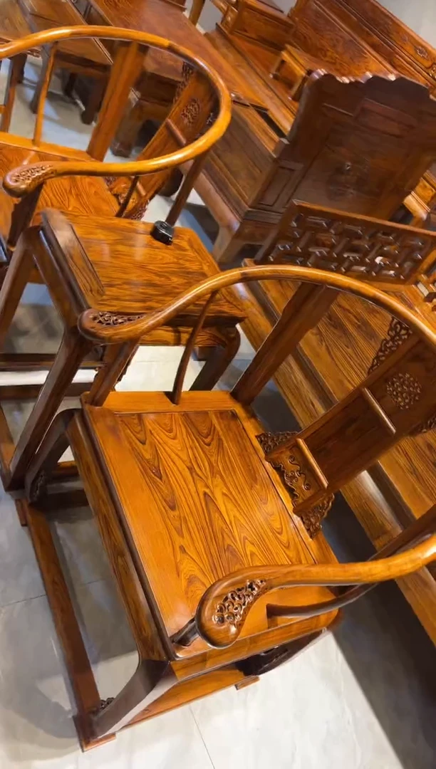 木皇宫椅三件套家具