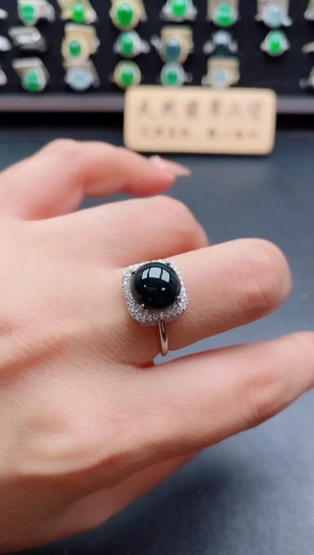 银S925镶嵌戒指翡翠1