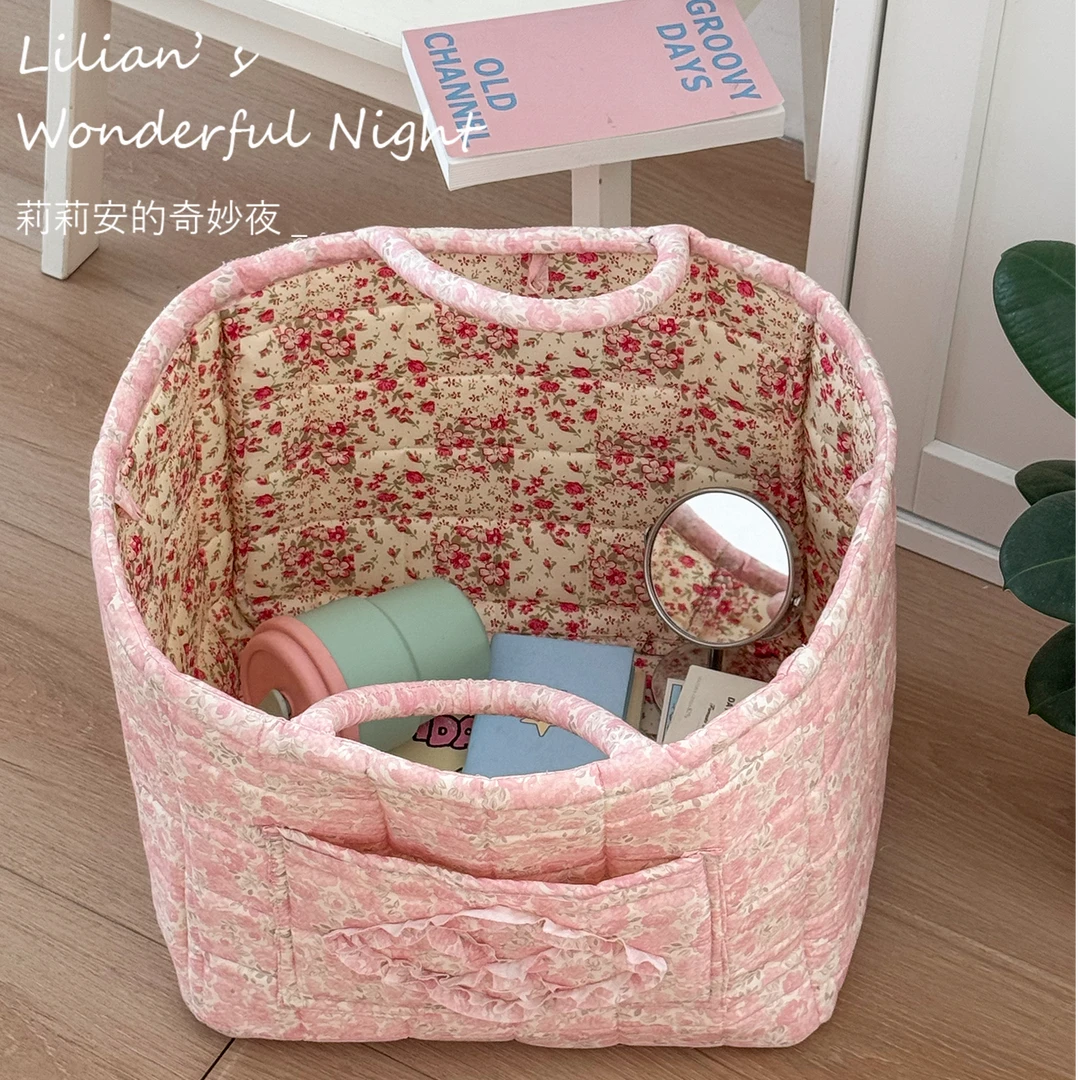 莉莉安碎花脏衣筐新款高颜值大容量小众复古室内室外便携式收纳筐