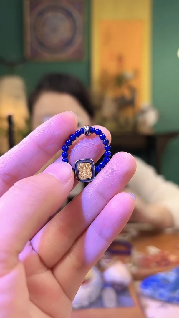 【闪购商品】青金石戒指银S925镶嵌青金石扎基拉姆戒指