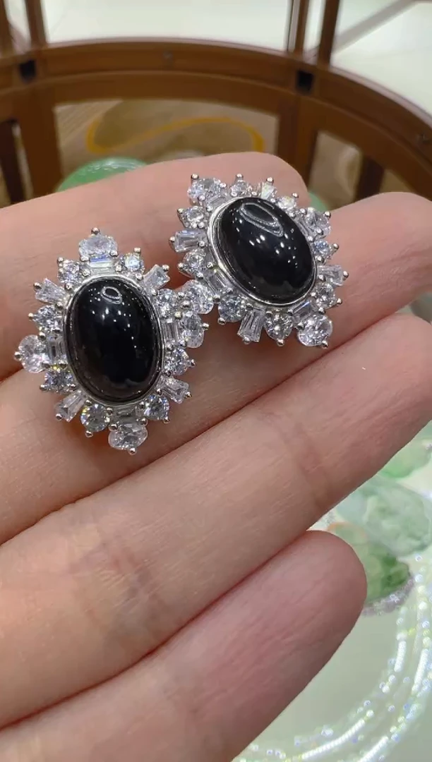 银S925镶嵌翡翠耳饰多样性团购发一件