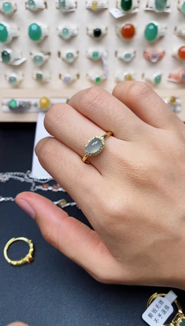 【闪购商品】翡翠戒指银S925镶嵌缅甸翡翠