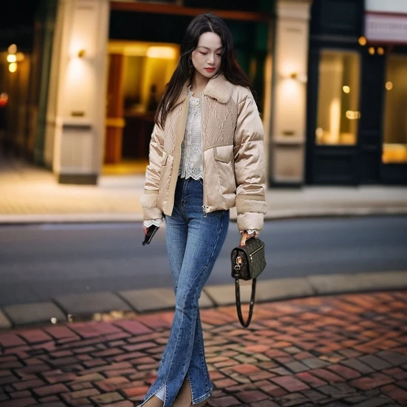 SY23357新款百搭高级外套保暖韩版设计师款短款鹅绒服女款