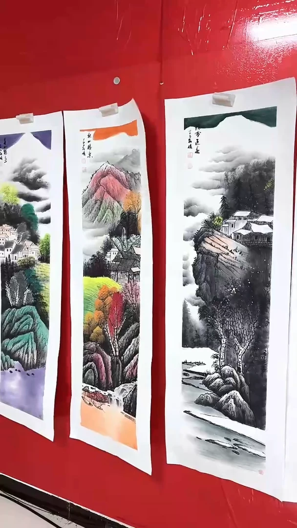 国画陈丽娟-四尺-山水四条屏