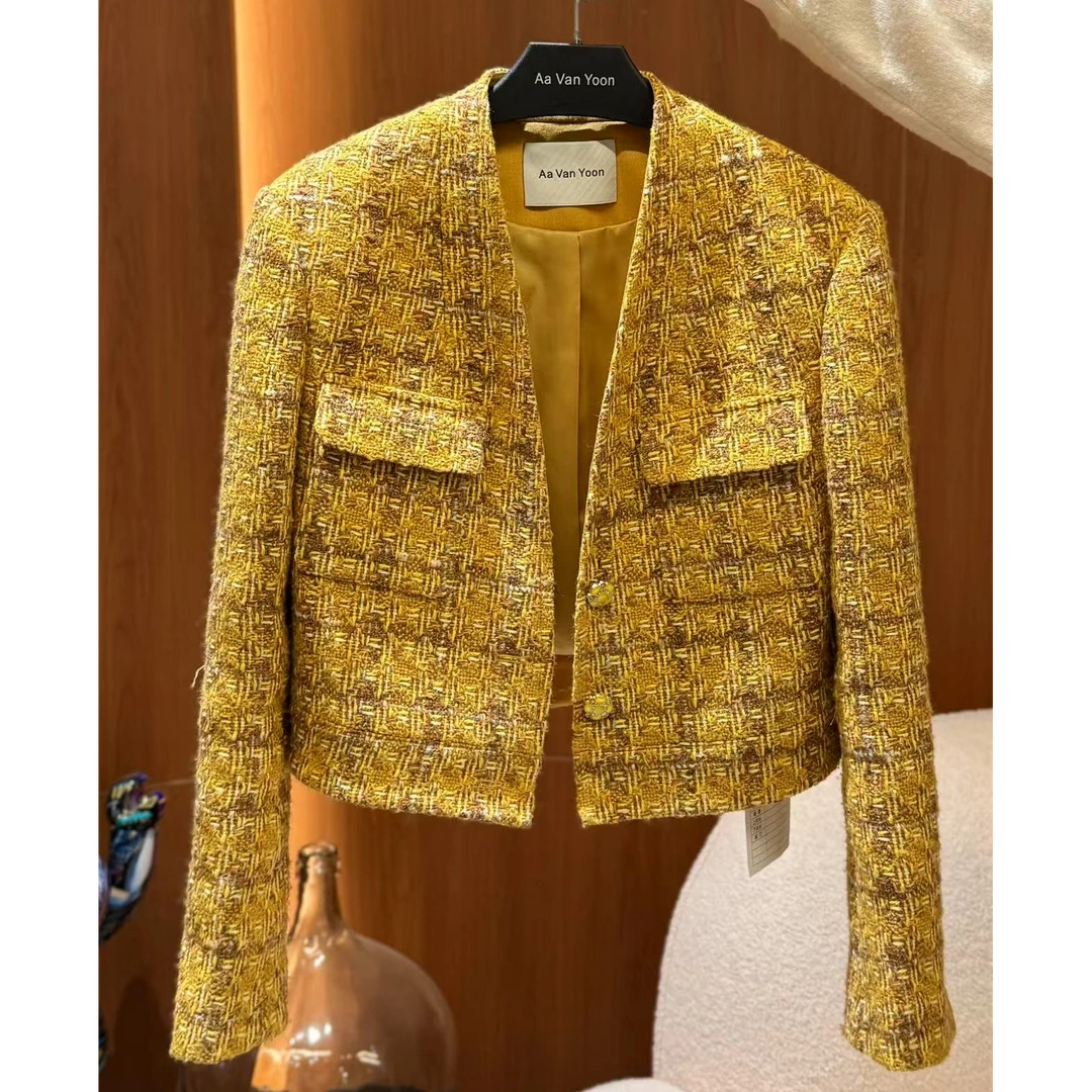 YOON深圳原创【格子】简约经典气质小香风外套