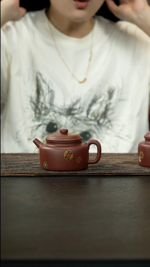 茶壶紫砂珐琅彩清水泥内推德钟200cc