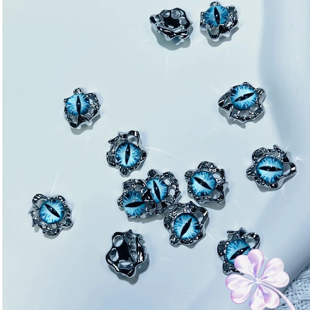 （两单包邮）跨境恶魔之眼美甲饰品猫眼蓝色复古夏季秋冬爆闪镶钻02