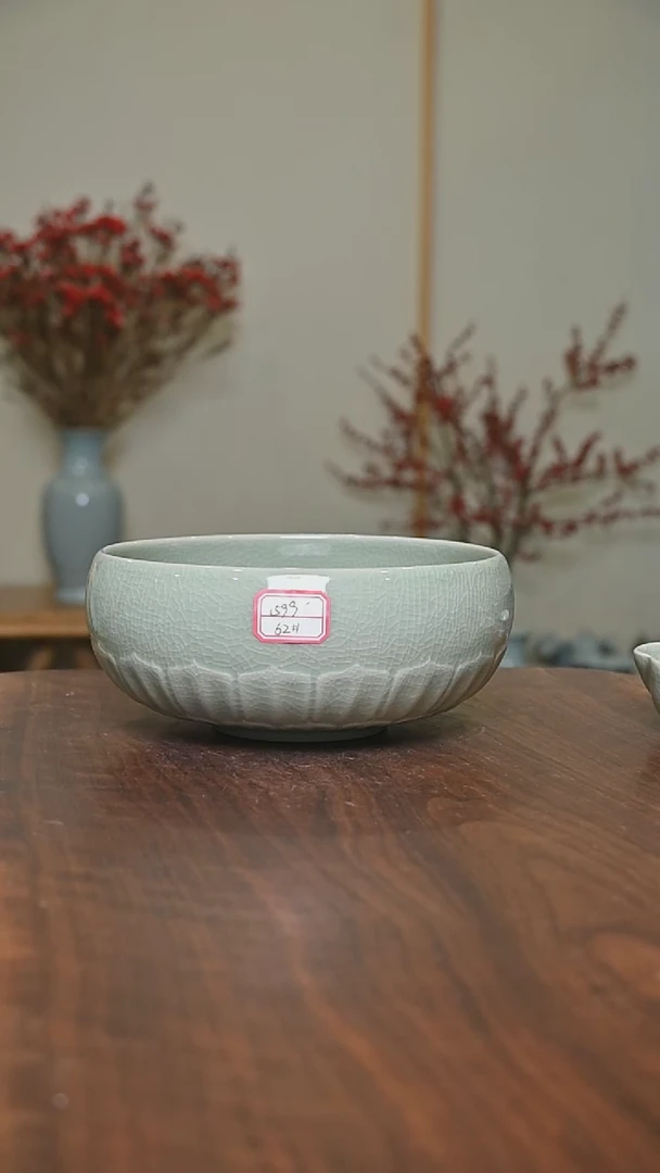 【闪购商品】其他62#微瑕豆绿釉朱家汝窑款莲花洗