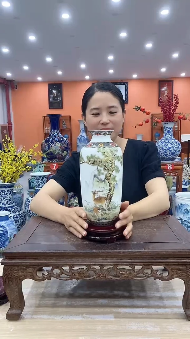 景德镇陶瓷花瓶福禄双全夜光瓶单瓶