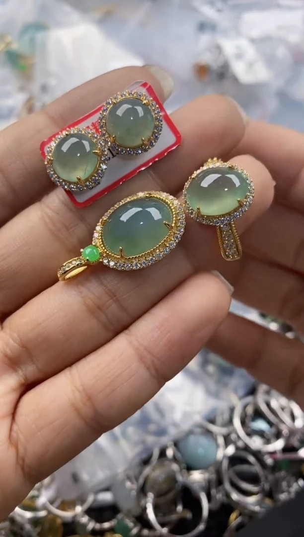 银S925镶嵌戒指翡翠11               1