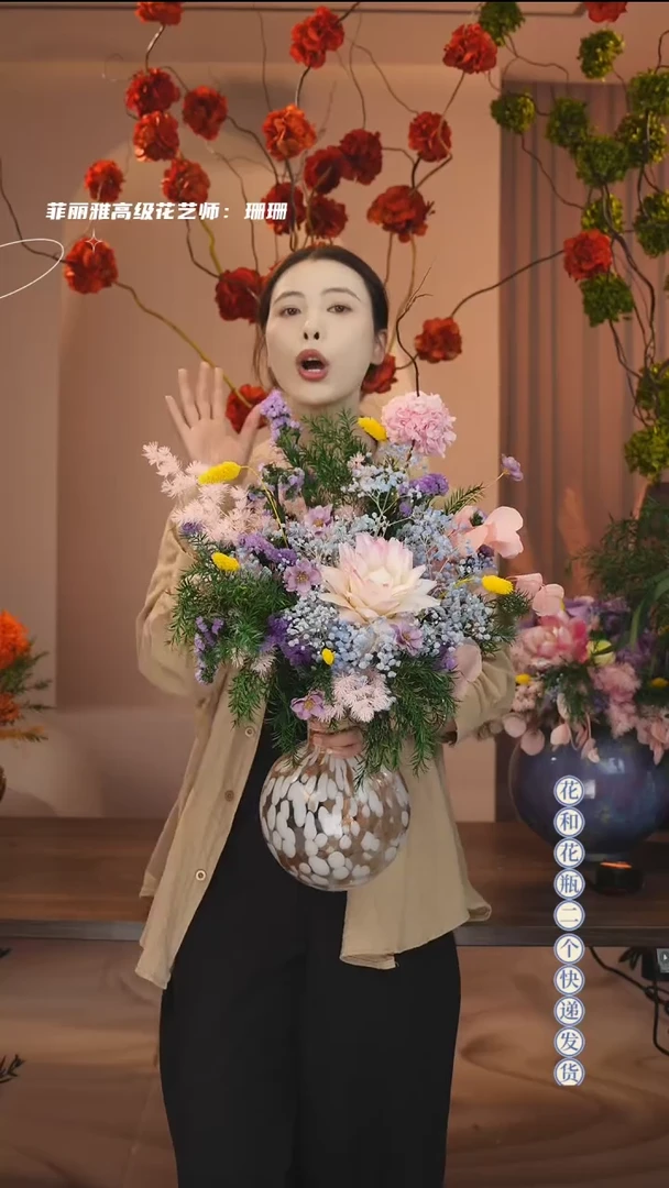 琉璃手工艺品：图片款花+花瓶