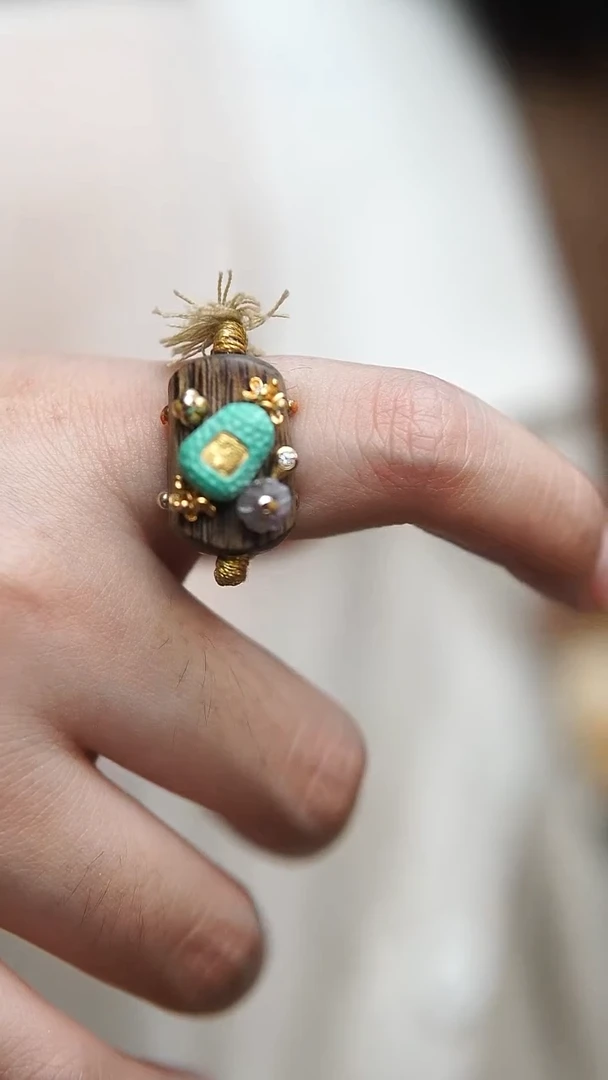 裸石蜜蜡未镶嵌沉 香 木 戒指设计款