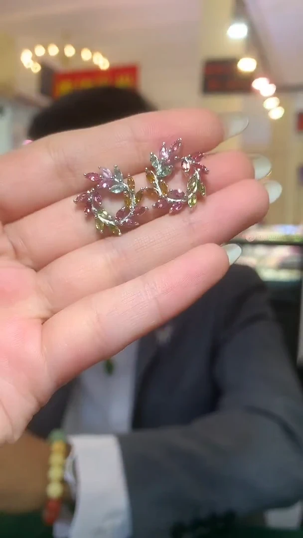 银S925镶嵌耳饰碧玺【宝石世家严选】
