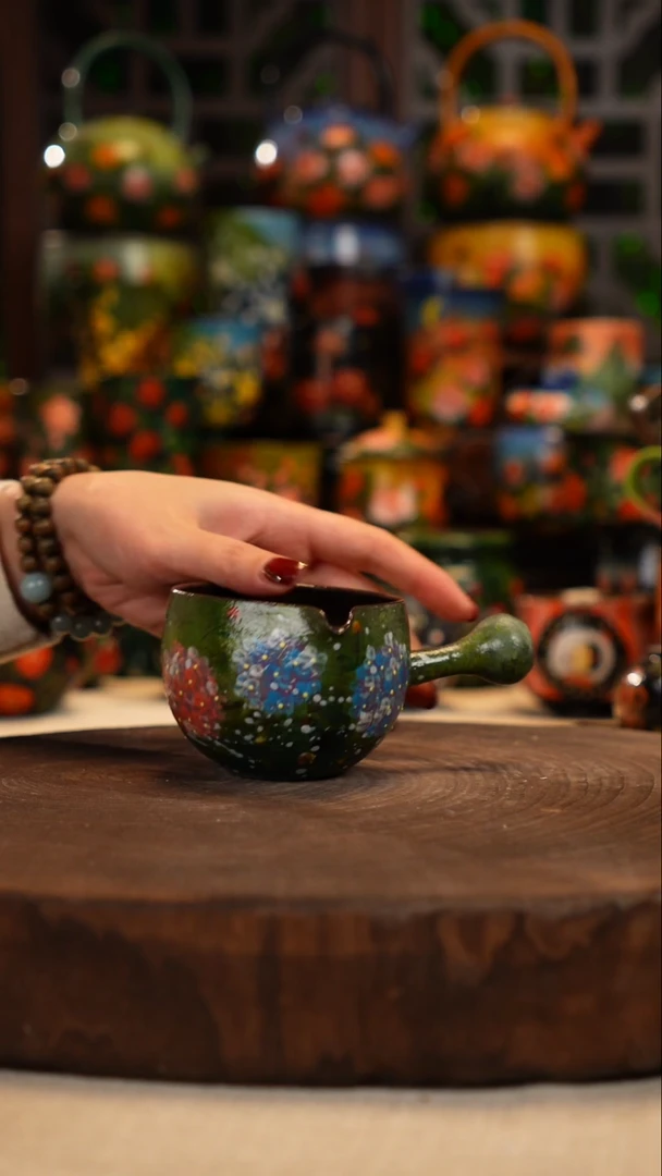 紫砂油画釉下彩手绘