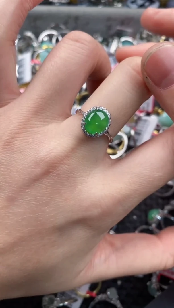 银S925镶嵌戒指翡翠12            2