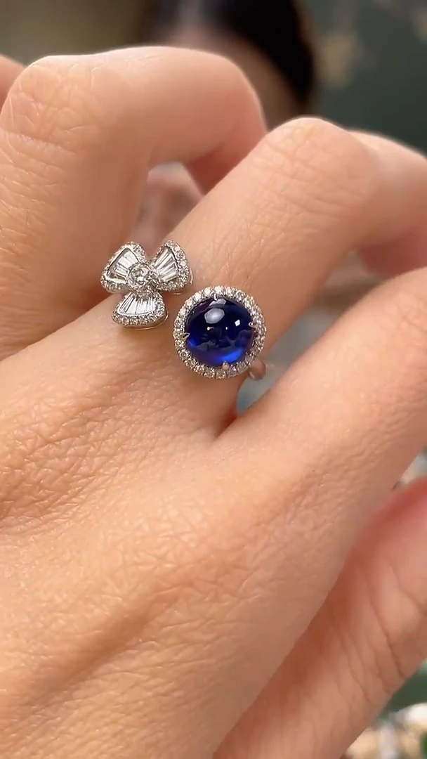 戒指蓝宝石18K金镶嵌主石：1.94ct