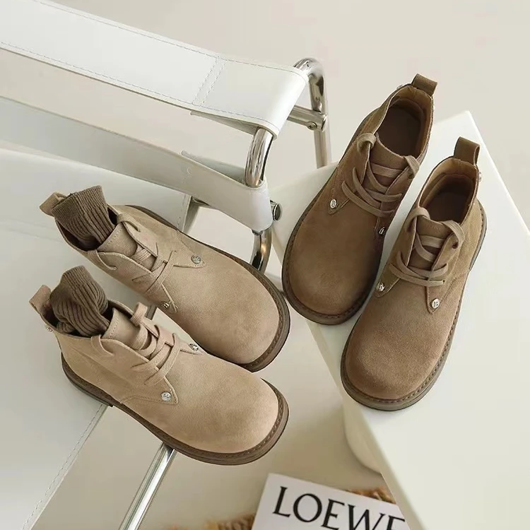 秋冬新款韩版通勤瘦瘦简约粗跟裸靴短靴277-7635(不加绒)