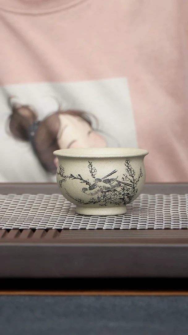 茶杯段泥红*牛原矿零添加羊脂白玉段主人杯108毫升