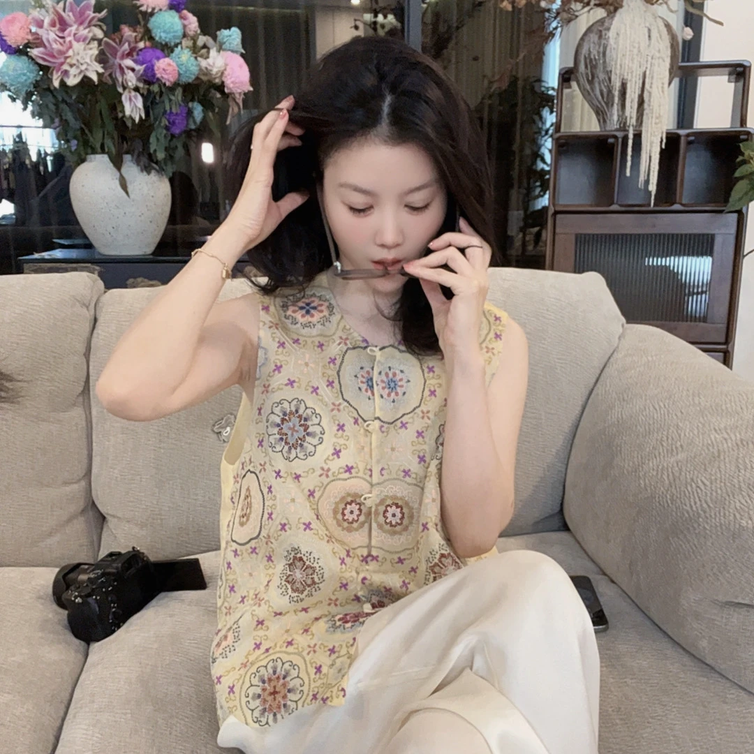 【悦悦专属】春季新中式独特刺绣无袖马甲Y371