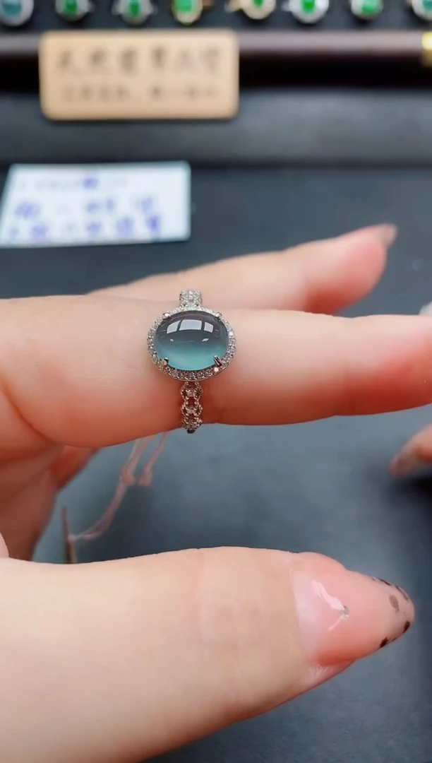 银S925镶嵌戒指翡翠1