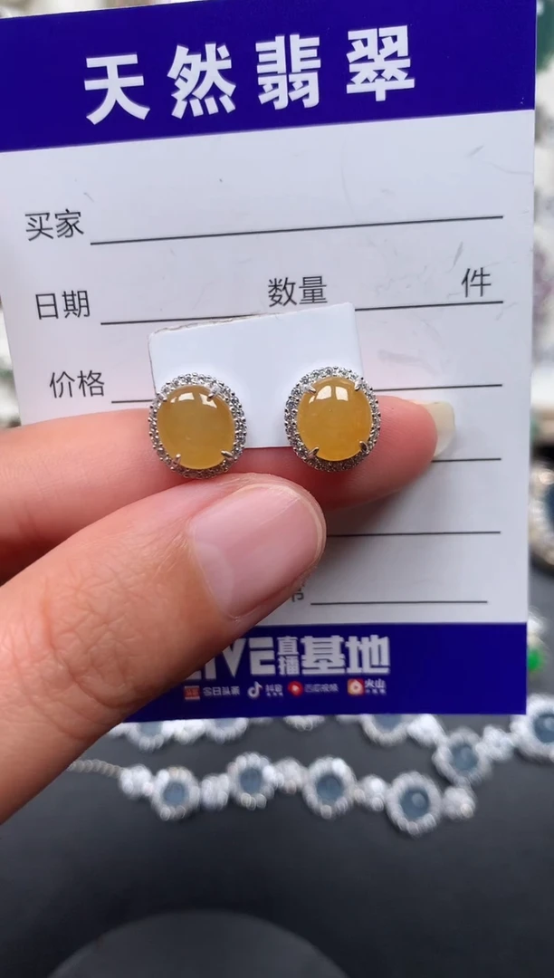 银S925镶嵌翡翠耳饰119
