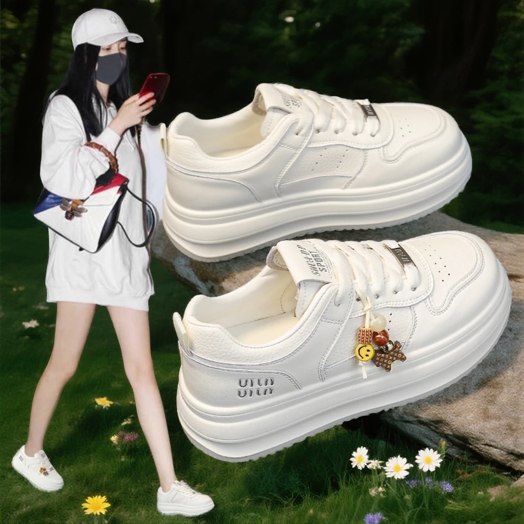 厚底小白鞋女小个子2026新款春季百搭透气休闲鞋学生增高显瘦板鞋