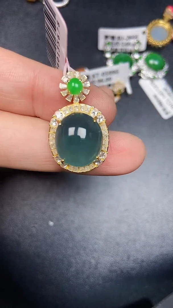 银S925镶嵌戒指翡翠3700