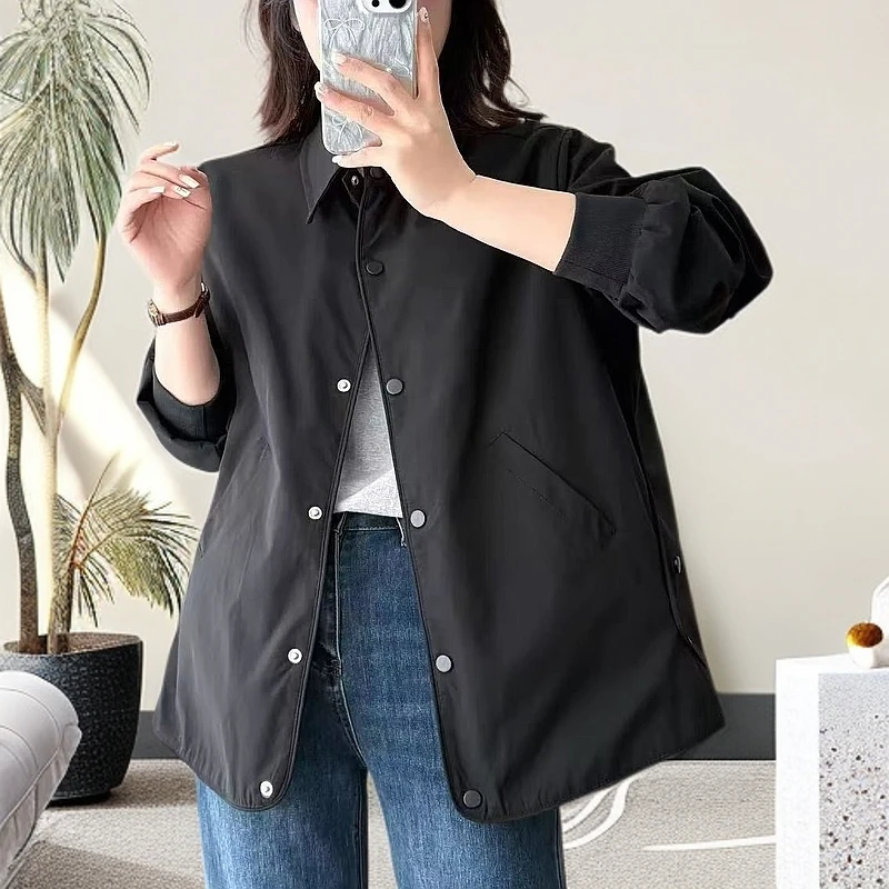 8577时尚洋气百搭显瘦简约外套宽松休闲POLO上衣夹克