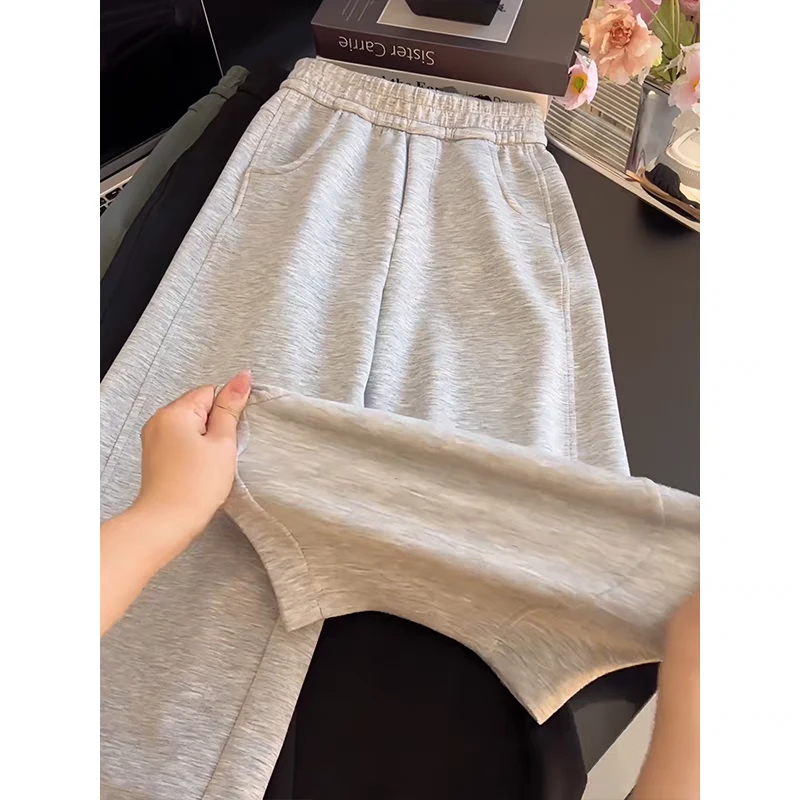 【冰岛】2025新款女童薄款春秋铜氨丝宽松休闲裤中大童阔腿弯刀裤潮