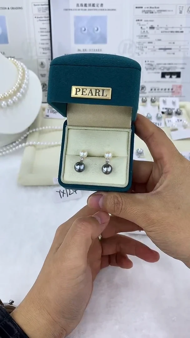 银S925镶嵌AQ海水珍珠海水珍珠耳钉@@HE247