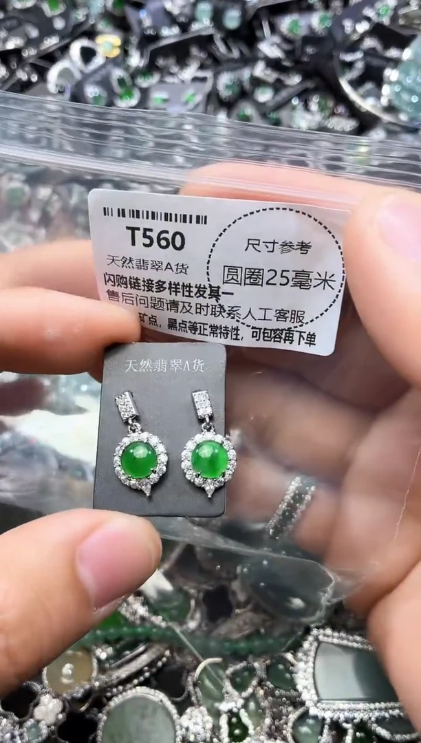 翡翠未镶嵌颈饰T560耳钉