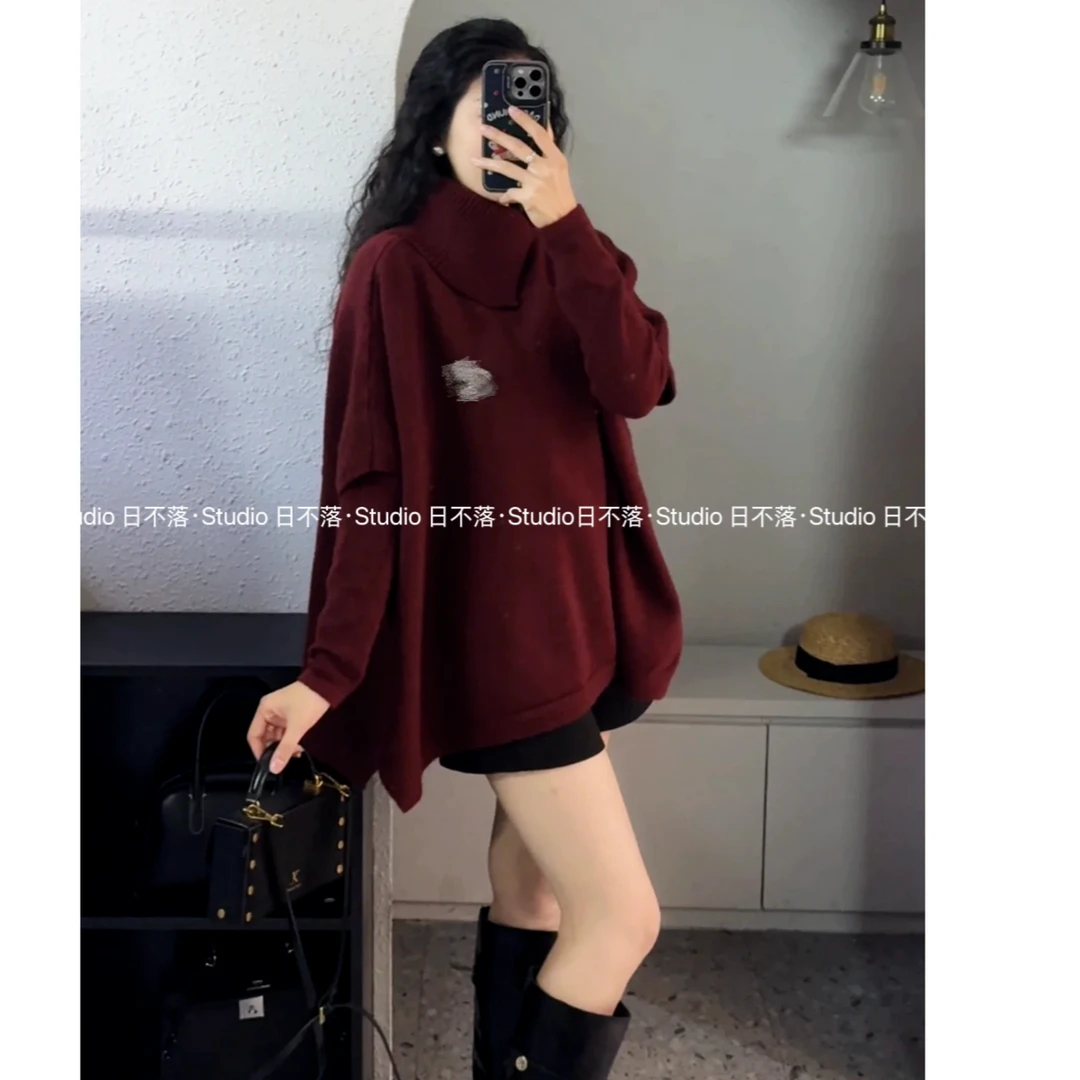 日不落家-高领斗篷+针织衫两件套