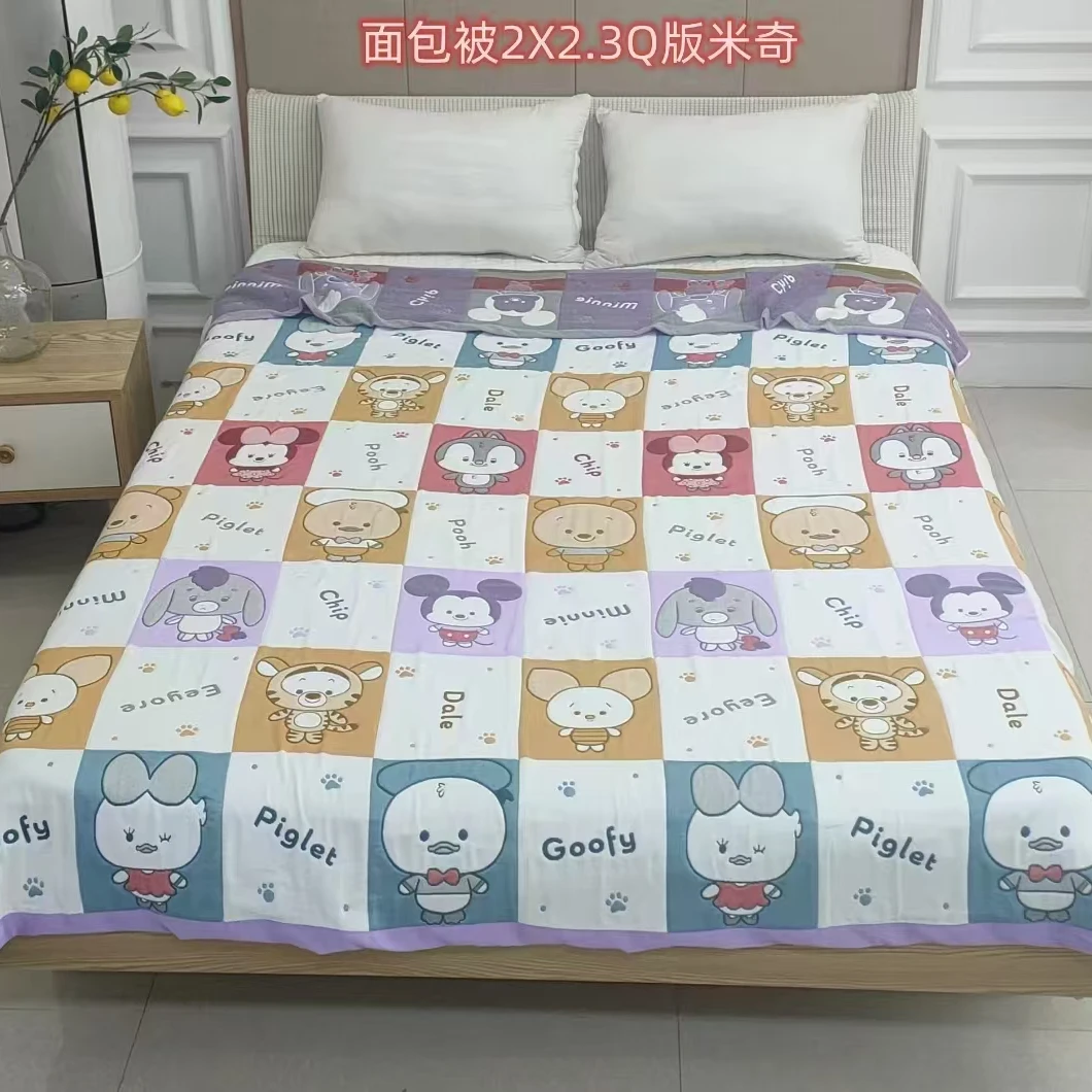 【Q版米奇】200*230cm亲肤可爱卡通柔软纱布面包被XH