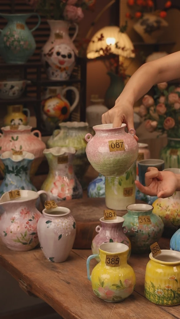 陶瓷景德镇设计师手作花器摆件侘寂风087