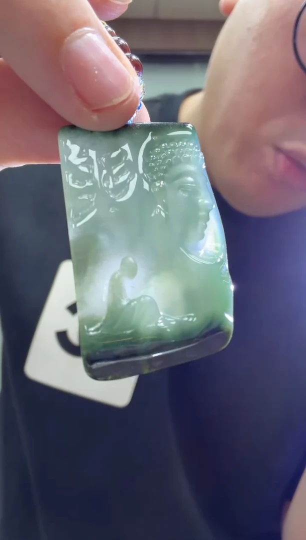 未镶嵌挂件翡翠A货翡翠孤品国雕谢林工