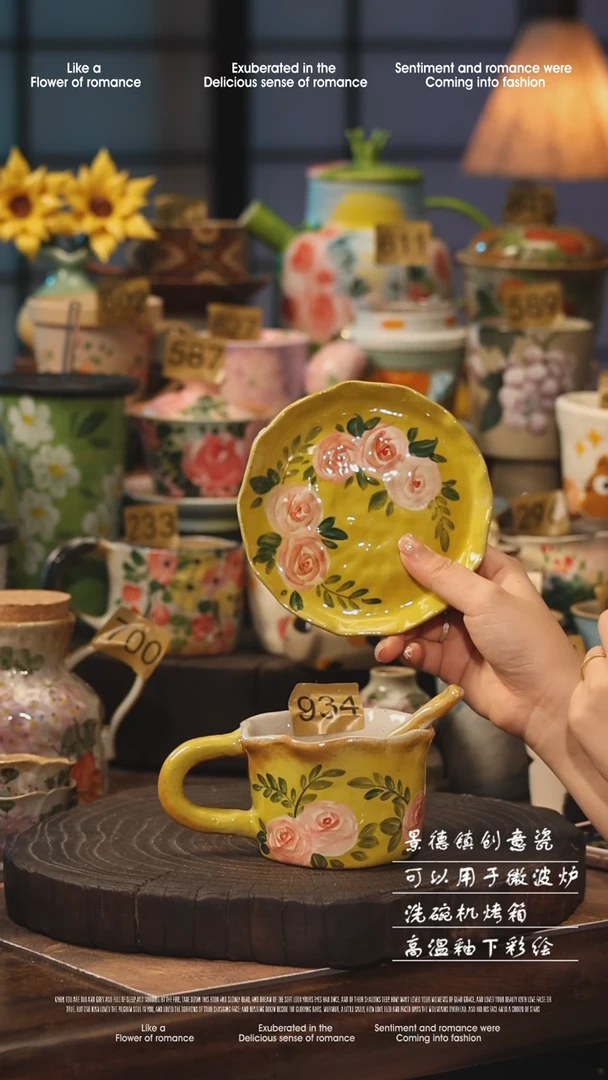 陶瓷景德镇高温釉下彩手工手绘款式