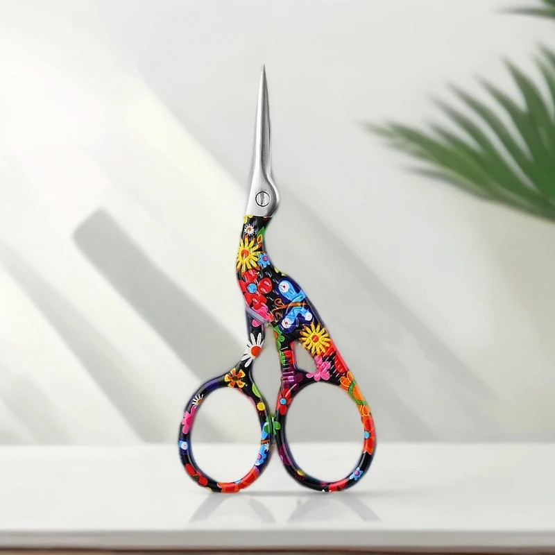 不锈钢仙鹤剪刀 复古鹤剪手工艺茶道茶包剪十字绣花剪鹤型剪刀