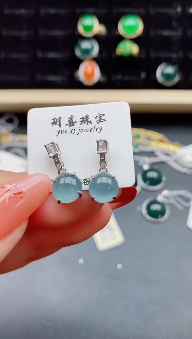 【闪购商品】翡翠耳饰银S925镶嵌58005