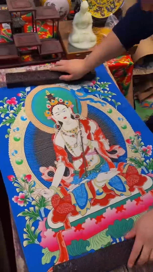 装裱画精品绘画手工唐卡链接-----白度母
